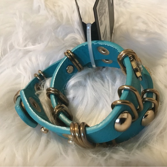 NWT Oxford Street Aqua & Clear Stone Wrap Bracelet. - Picture 3 of 10